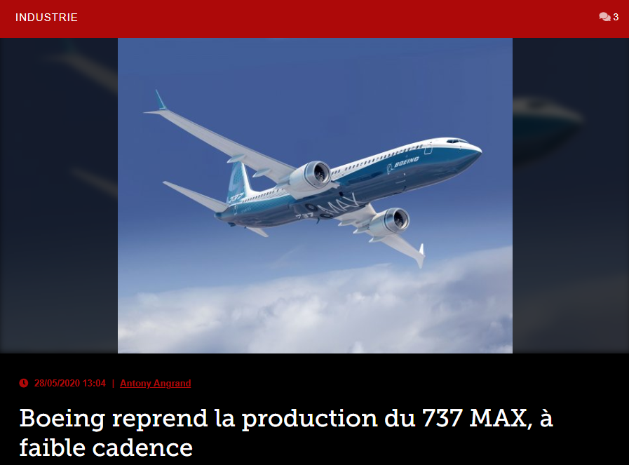 Boeing reprend la production du 737 MAX, à faible cadence