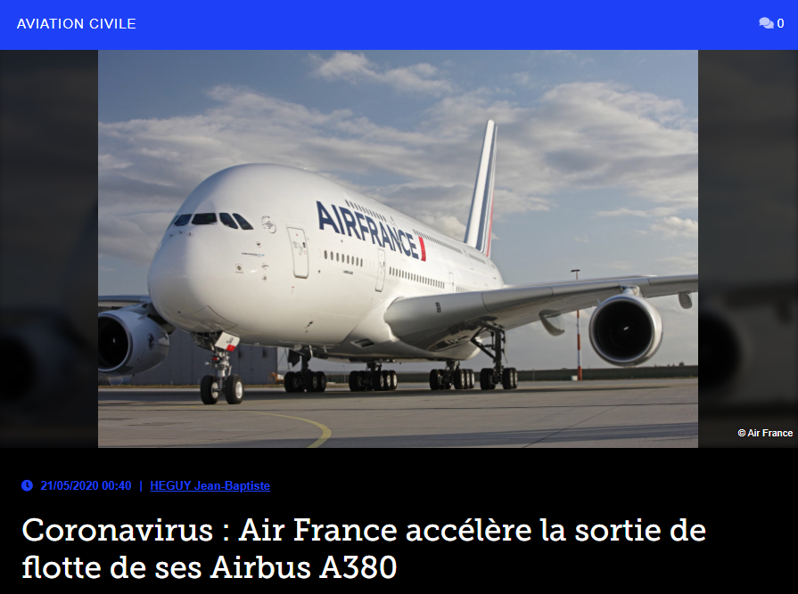 Coronavirus : Air France accélère la sortie de flotte de ses Airbus A380