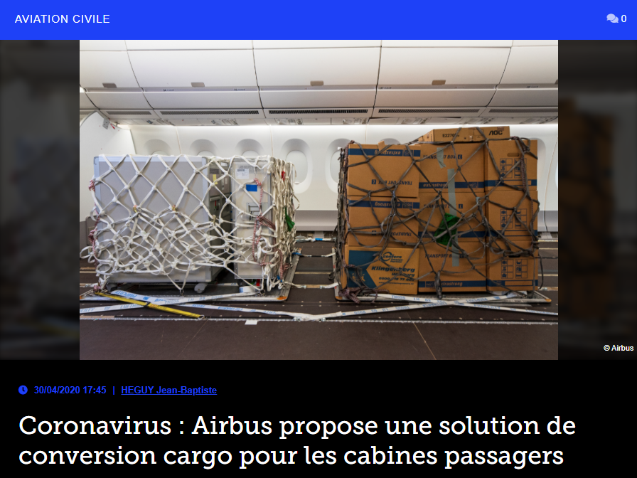 Coronavirus : Airbus propose une solution de conversion cargo pour les cabines passagers