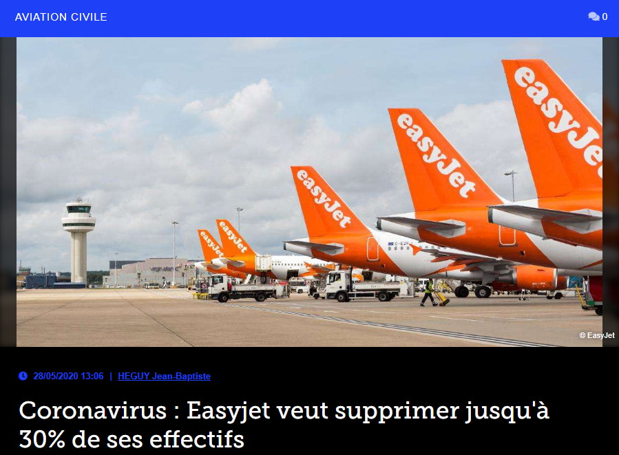 Coronavirus : Easyjet veut supprimer jusqu’à 30% de ses effectifs