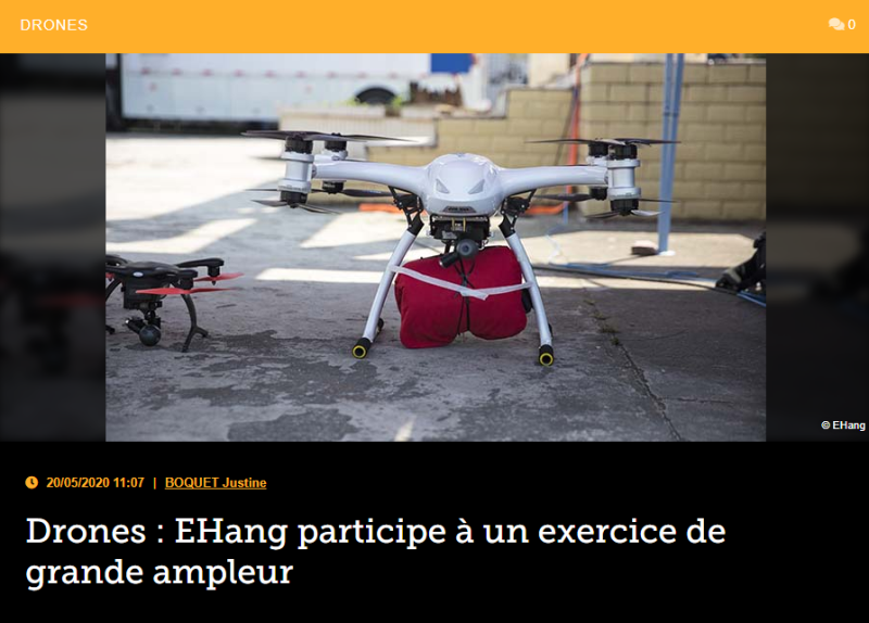 Drones : EHang participe à un exercice de grande ampleur