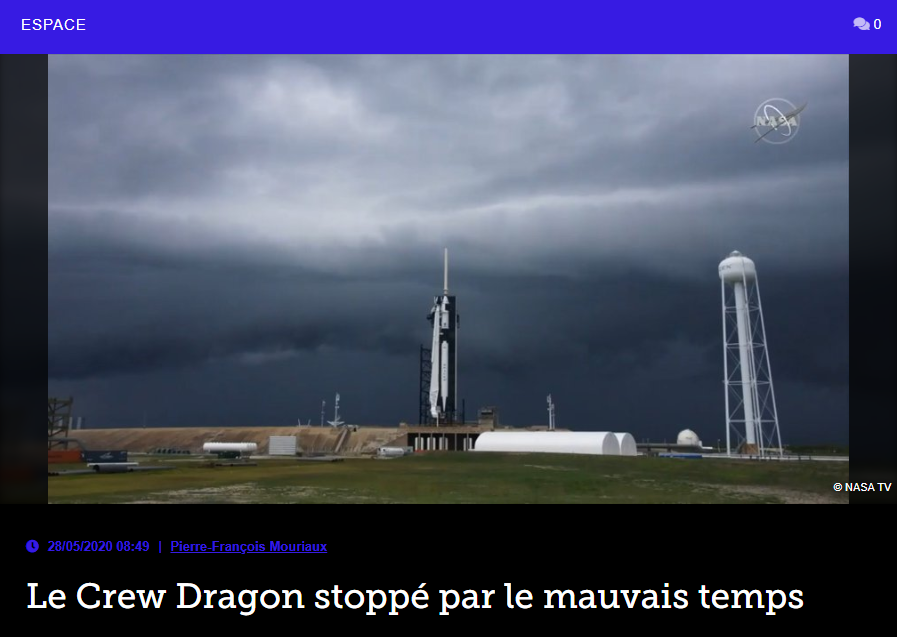 Le Crew Dragon stoppé par le mauvais temps