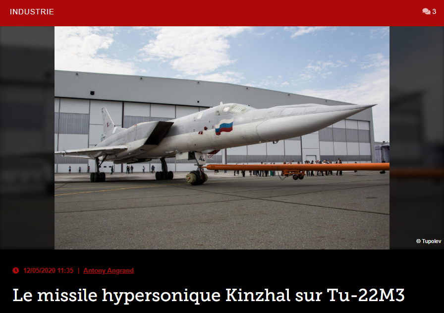 Le missile hypersonique Kinzhal sur Tu-22M3