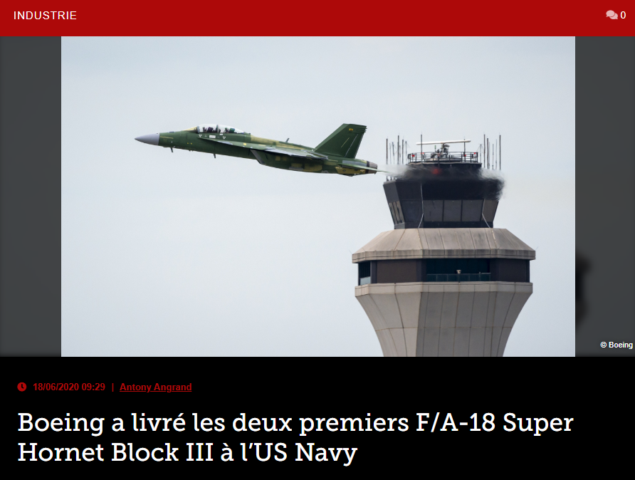 Boeing a livré les deux premiers F/A-18 Super Hornet Block III à l’US Navy