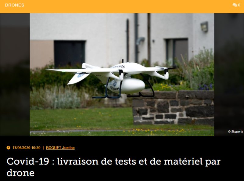 Covid-19 : livraison de tests et de matériel par drone