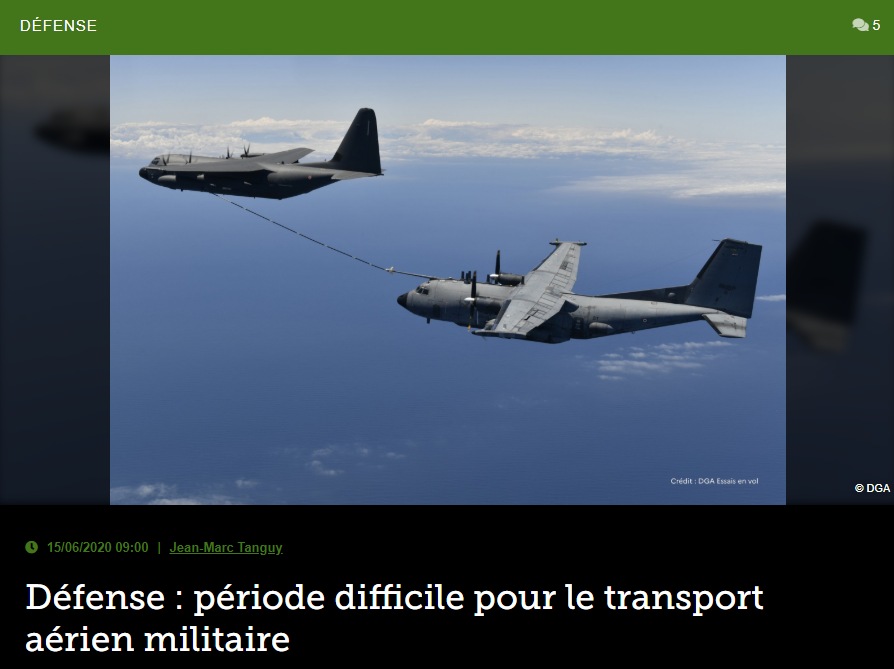 Défense : période difficile pour le transport aérien militaire
