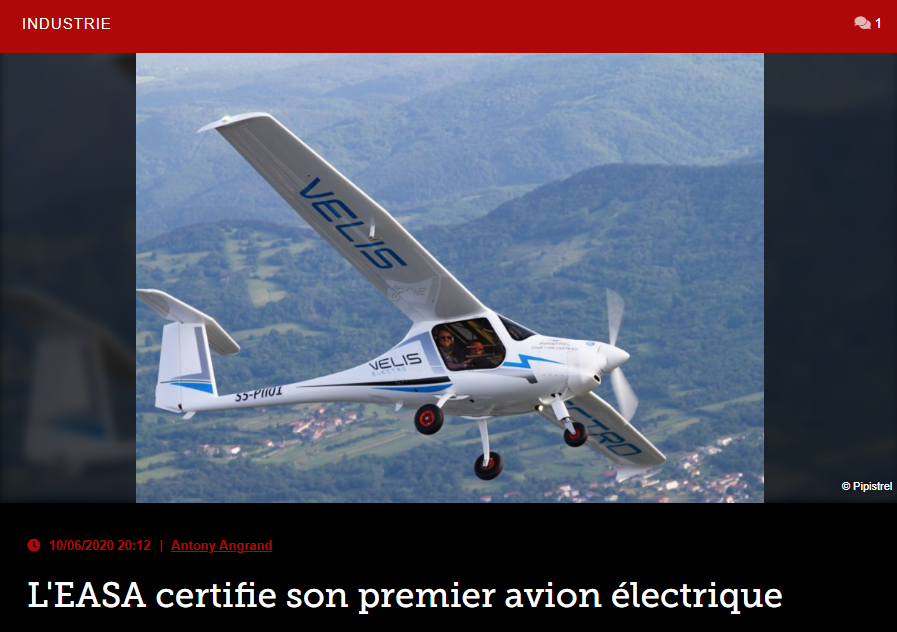 L’EASA certifie son premier avion électrique
