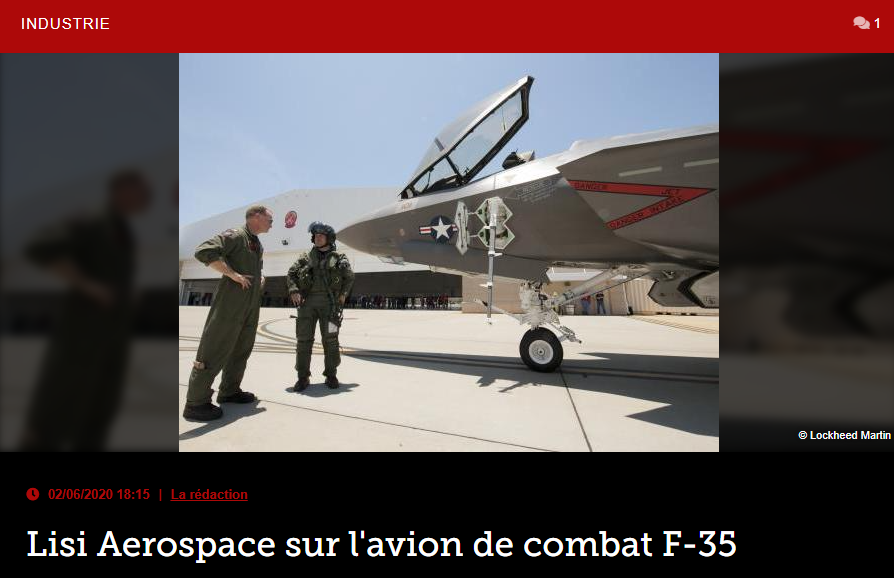 Lisi Aerospace sur l’avion de combat F-35