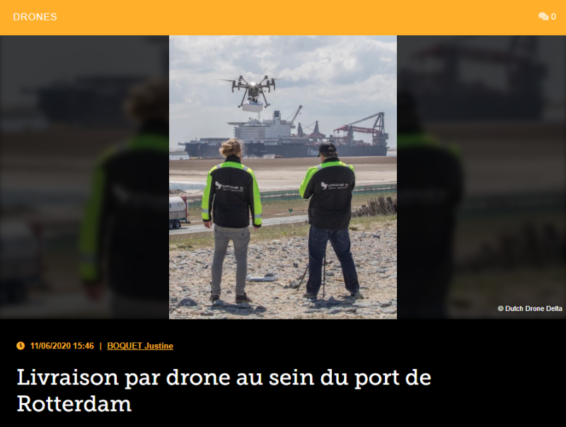 Livraison par drone au sein du port de Rotterdam