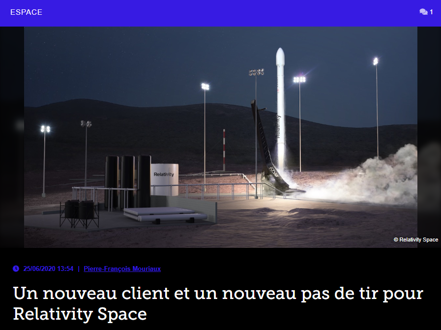 Un nouveau client et un nouveau pas de tir pour Relativity Space