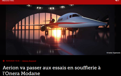 Aerion va passer aux essais en soufflerie à l&rsquo;Onera Modane
