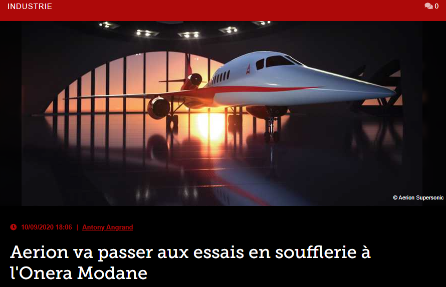 Aerion va passer aux essais en soufflerie à l’Onera Modane