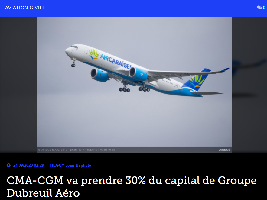 CMA-CGM va prendre 30% du capital de Groupe Dubreuil Aéro