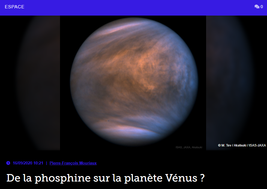 De la phosphine sur la planète Vénus ?