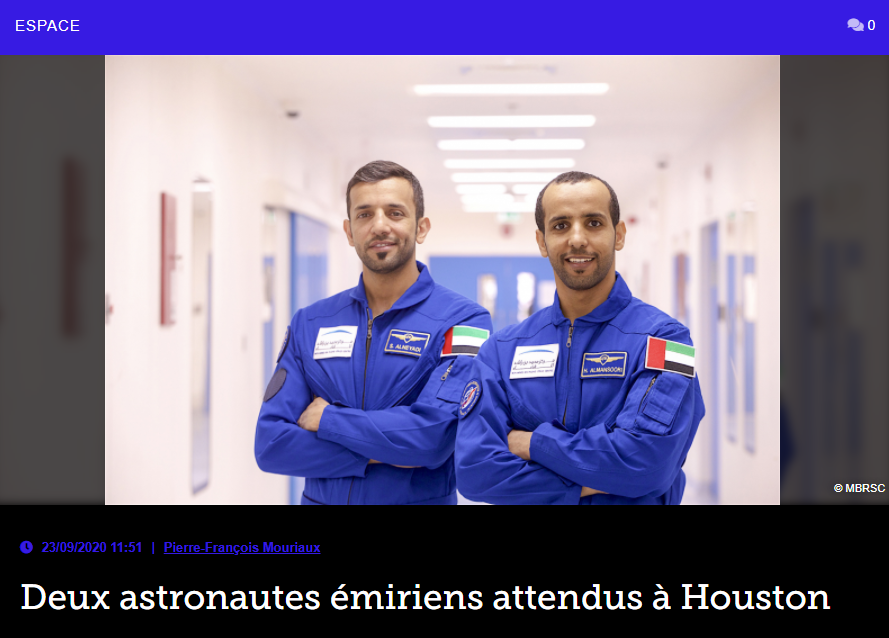Deux astronautes émiriens attendus à Houston