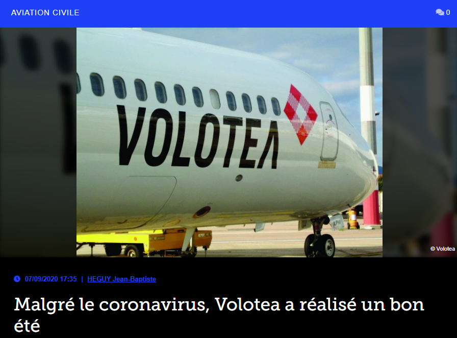 Malgré le coronavirus, Volotea a réalisé un bon été