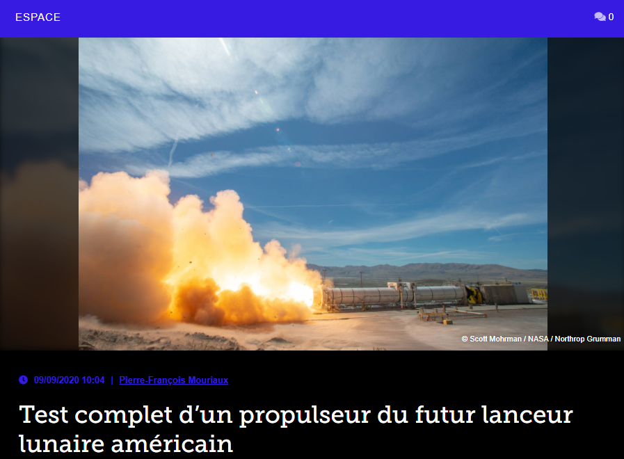 Test complet d’un propulseur du futur lanceur lunaire américain