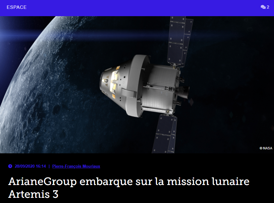 ArianeGroup embarque sur la mission lunaire Artemis 3