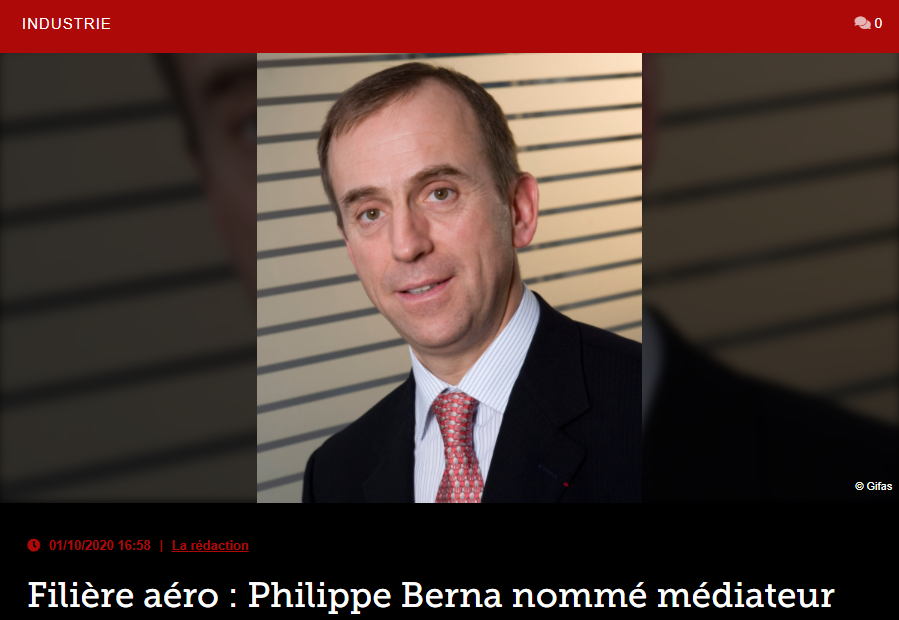 Filière aéro : Philippe Berna nommé médiateur