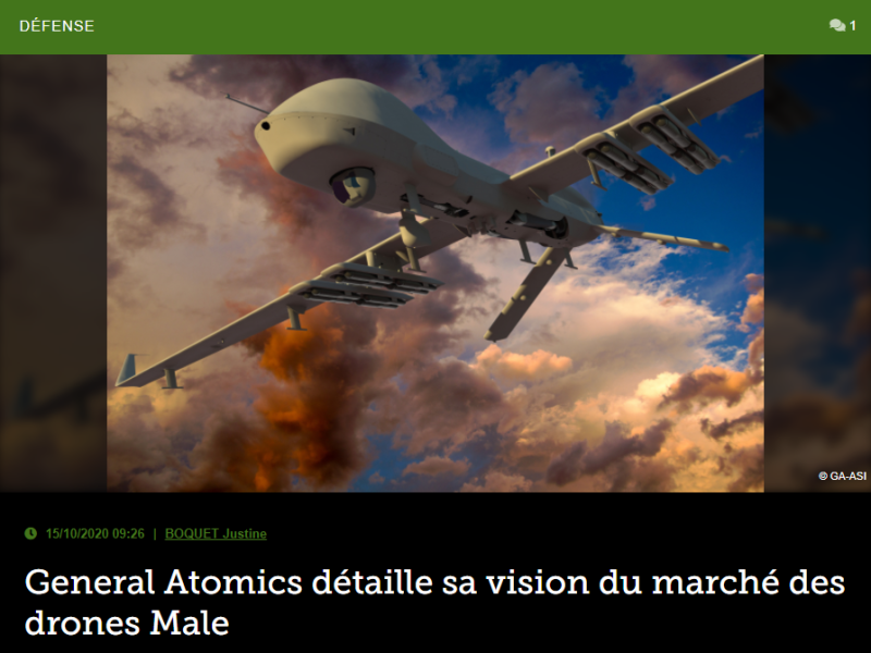 General Atomics détaille sa vision du marché des drones Male