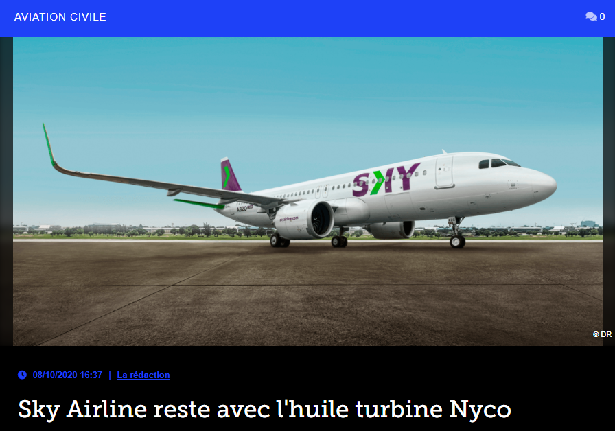 Sky Airline reste avec l’huile turbine Nyco