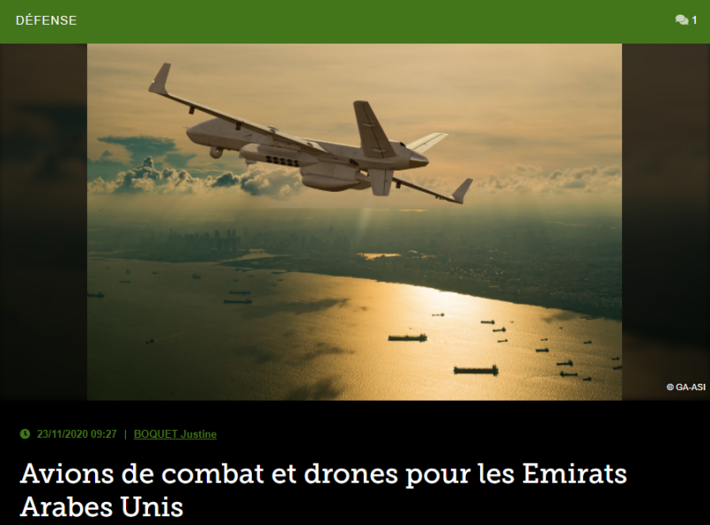 Avions de combat et drones pour les Emirats Arabes Unis