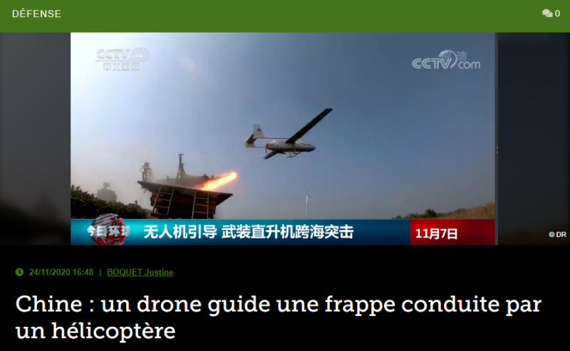 Chine : un drone guide une frappe conduite par un hélicoptère