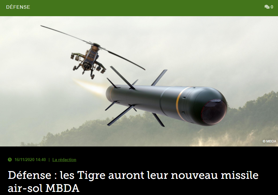 Défense : les Tigre auront leur nouveau missile air-sol MBDA