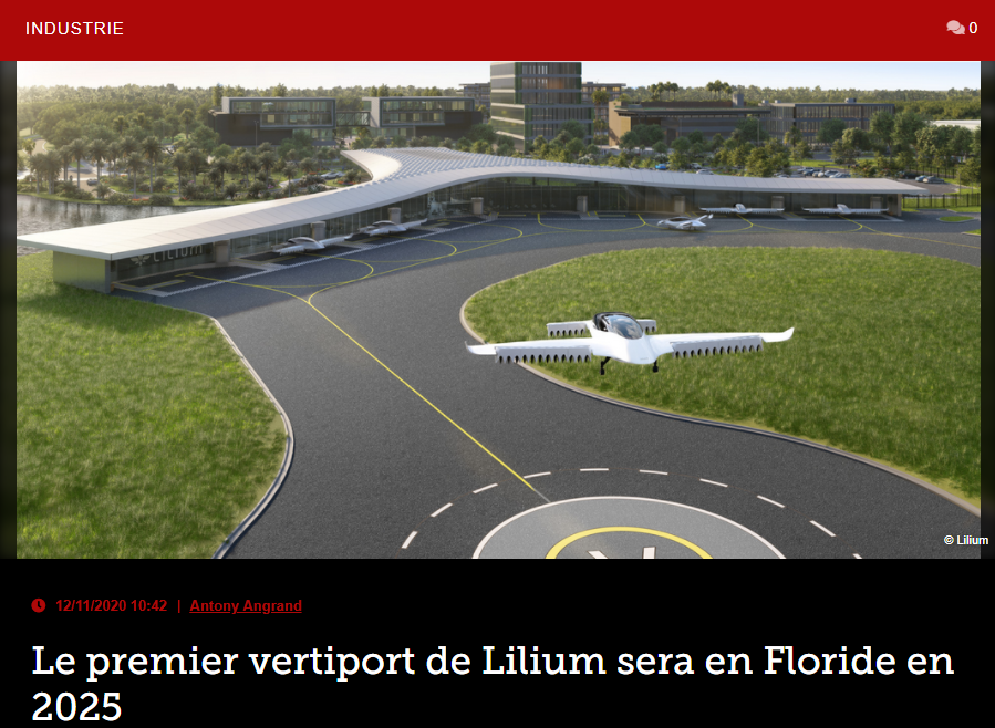 Le premier vertiport de Lilium sera en Floride en 2025 NAE