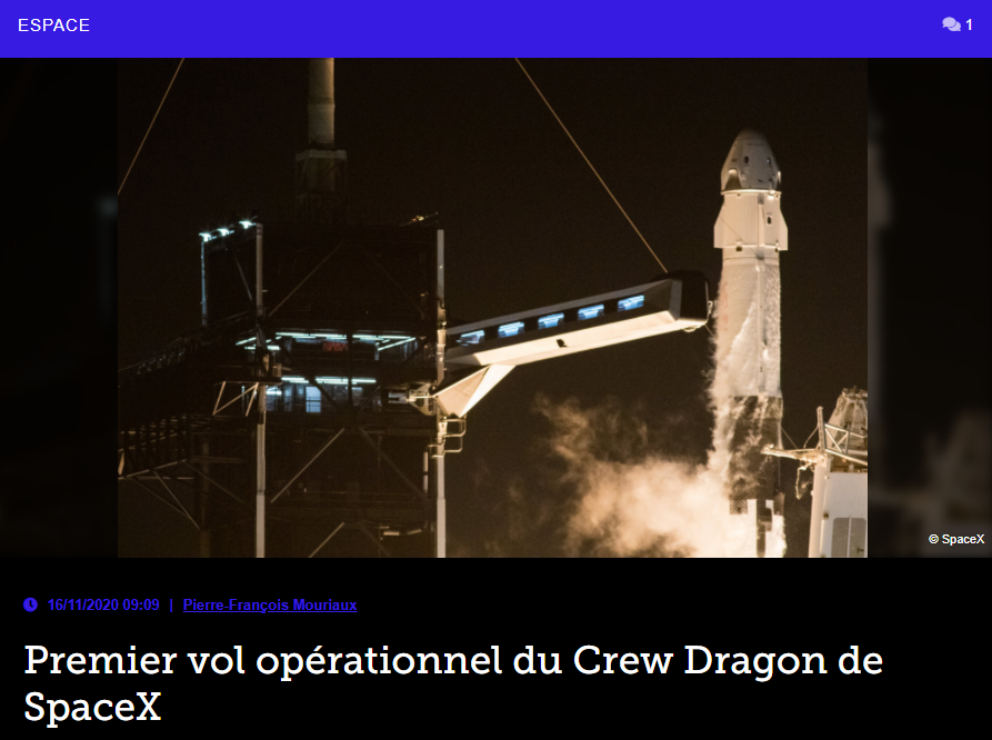 Premier vol opérationnel du Crew Dragon de SpaceX