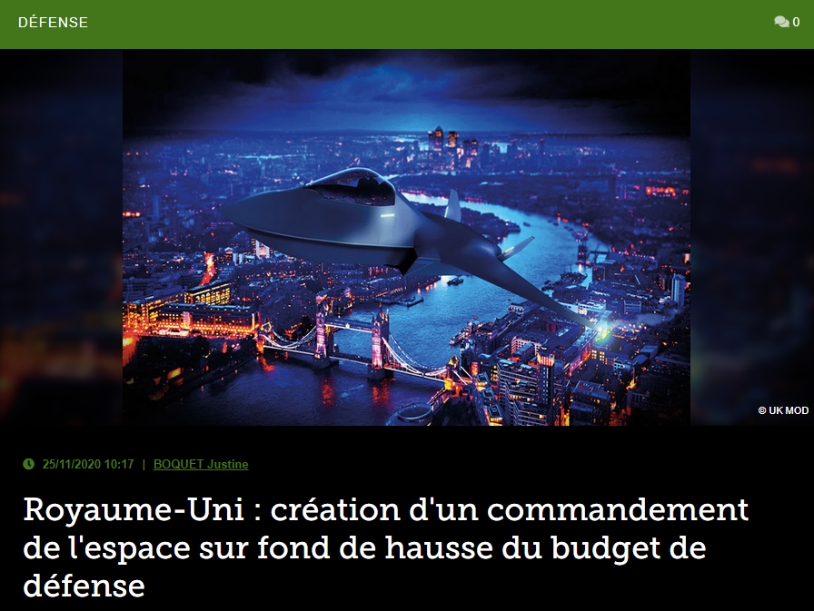 Royaume-Uni : création d’un commandement de l’espace sur fond de hausse du budget de défense