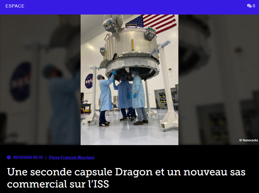 Une seconde capsule Dragon et un nouveau sas commercial sur l’ISS