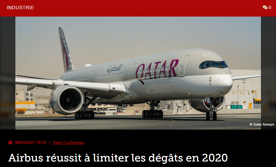 Airbus réussit à limiter les dégâts en 2020