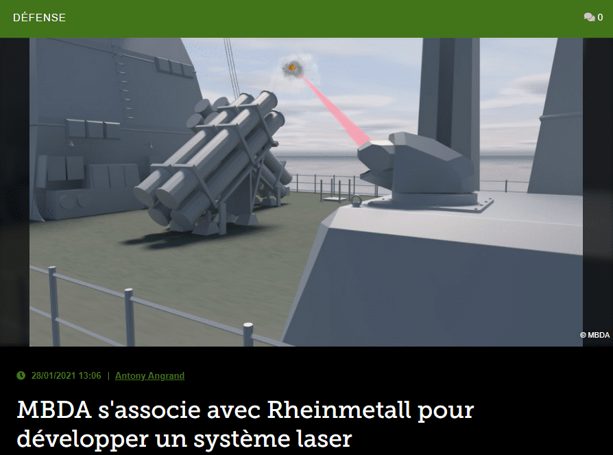 MBDA s’associe avec Rheinmetall pour développer un système laser