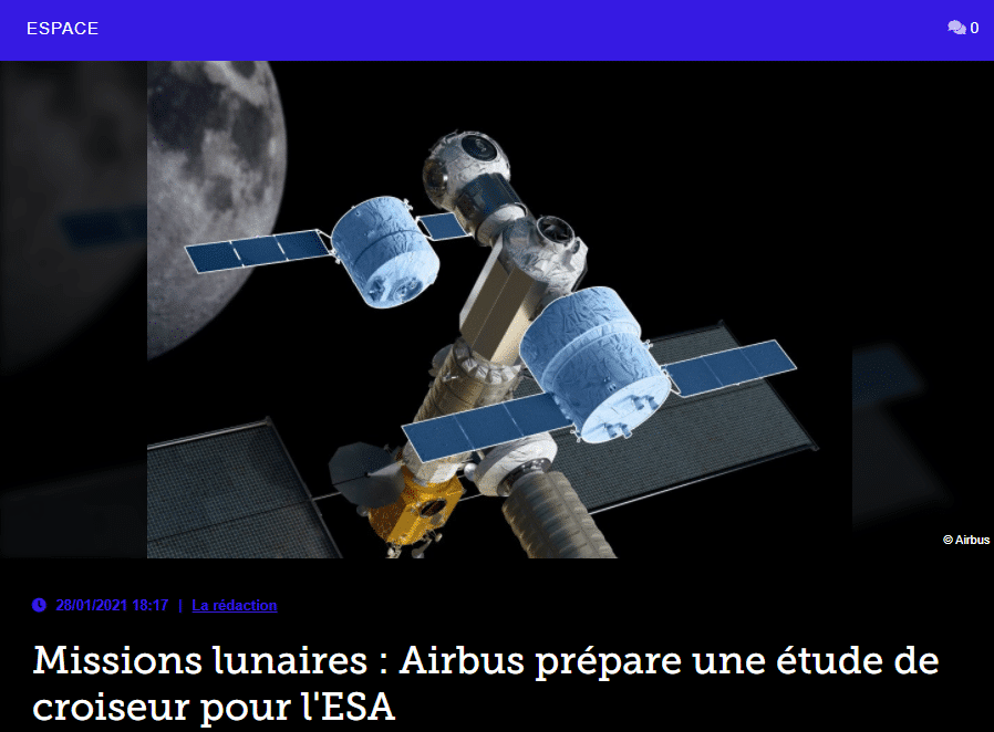 Missions lunaires : Airbus prépare une étude de croiseur pour l’ESA