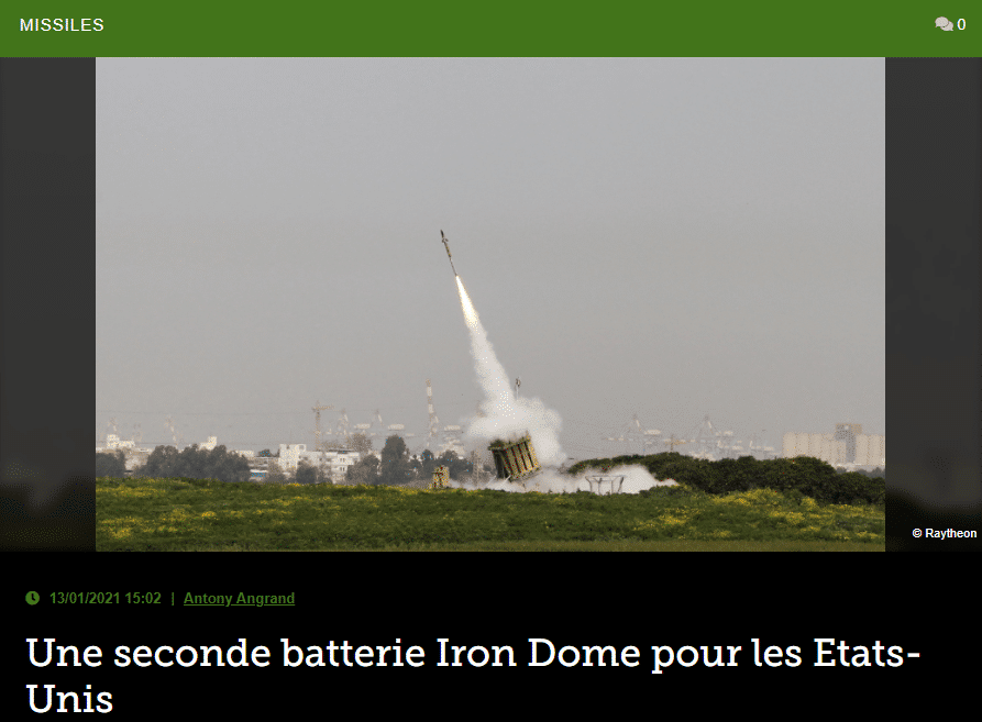 Une seconde batterie Iron Dome pour les Etats-Unis