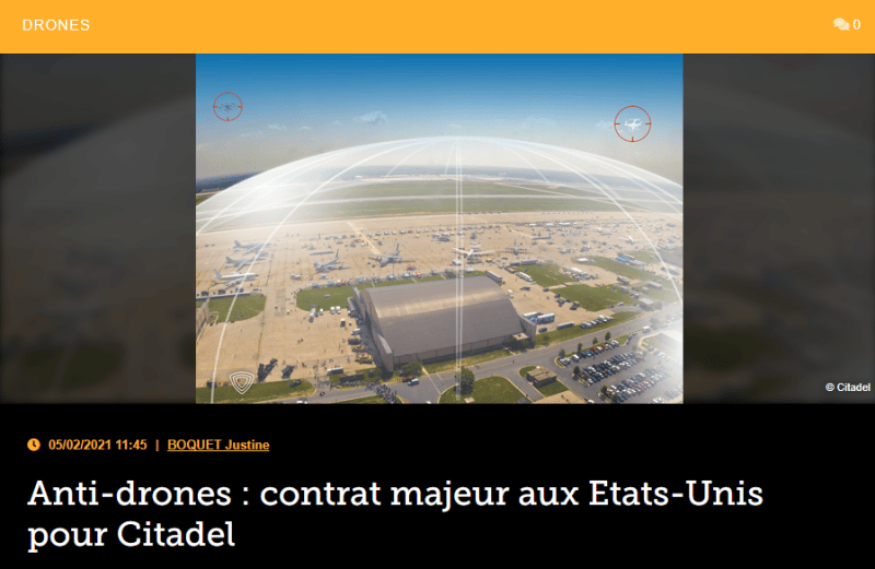 Anti-drones : contrat majeur aux Etats-Unis pour Citadel