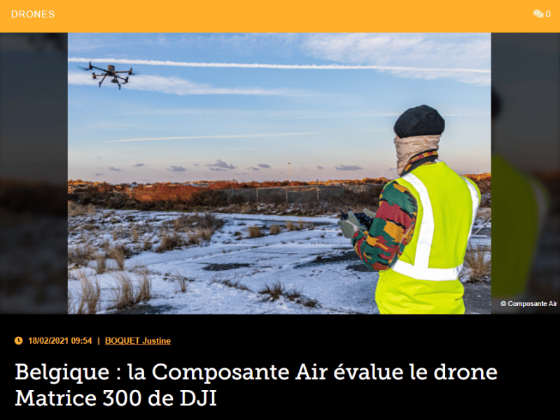 Belgique : la Composante Air évalue le drone Matrice 300 de DJI