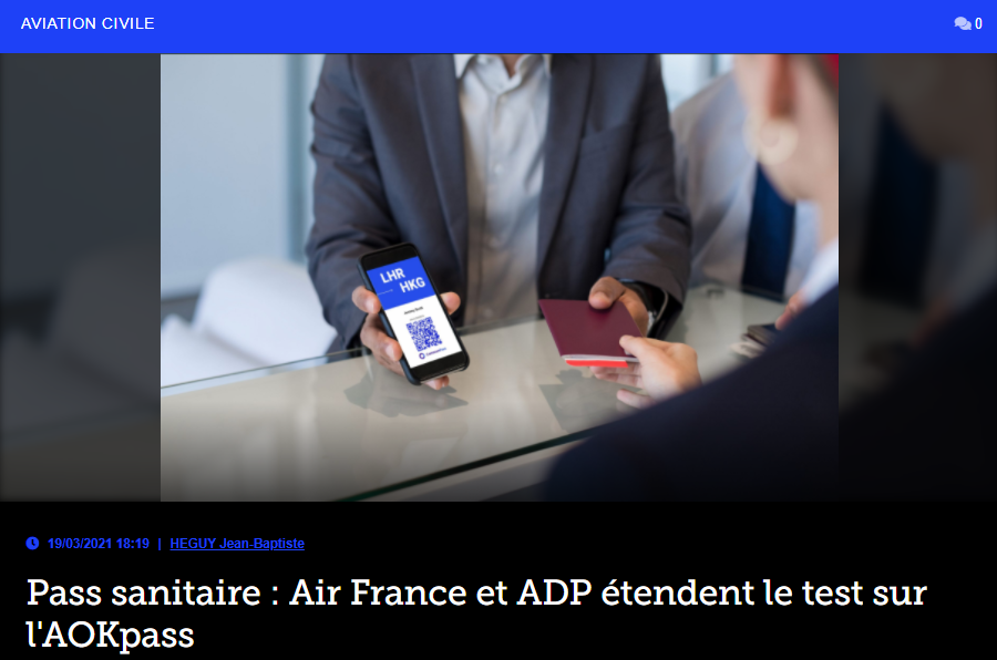 Pass sanitaire : Air France et ADP étendent le test sur l’AOKpass