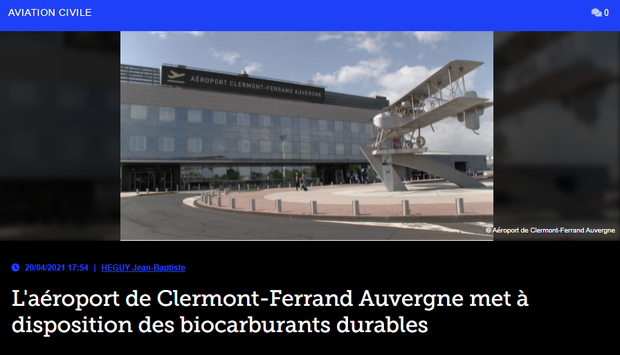 L’aéroport de Clermont-Ferrand Auvergne met à disposition des biocarburants durables
