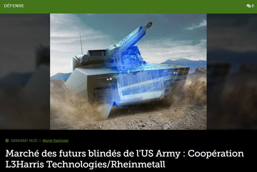 Marché des futurs blindés de l’US Army : Coopération L3Harris Technologies/Rheinmetall