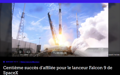 Centième succès d’affilée pour le lanceur Falcon 9 de SpaceX