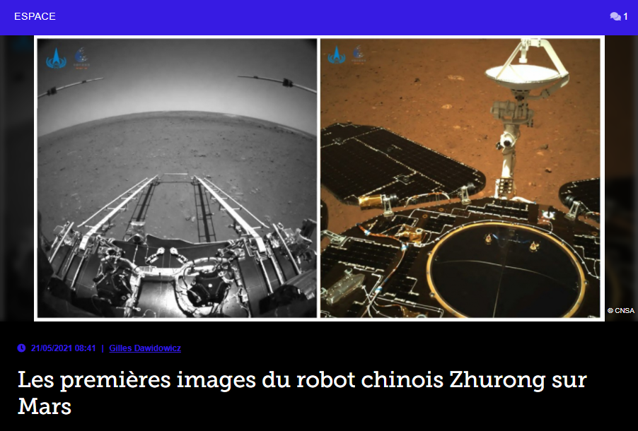 Les premières images du robot chinois Zhurong sur Mars