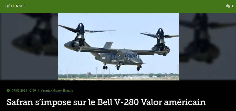 Safran s’impose sur le Bell V-280 Valor américain 