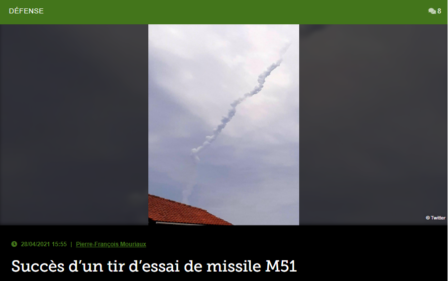 Succès d’un tir d’essai de missile M51
