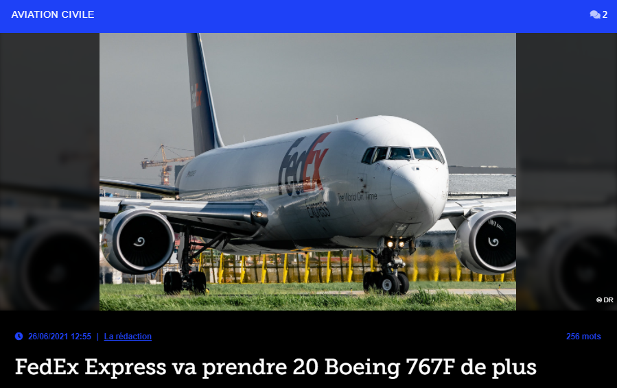 FedEx Express va prendre 20 Boeing 767F de plus