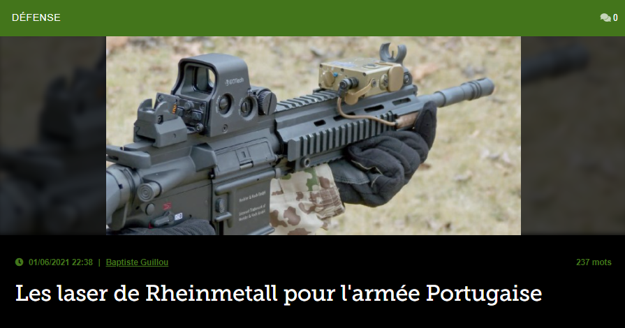 Les laser de Rheinmetall pour l’armée Portugaise