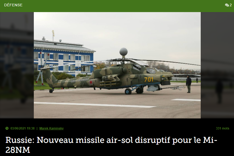 Russie: Nouveau missile air-sol disruptif pour le Mi-28NM 