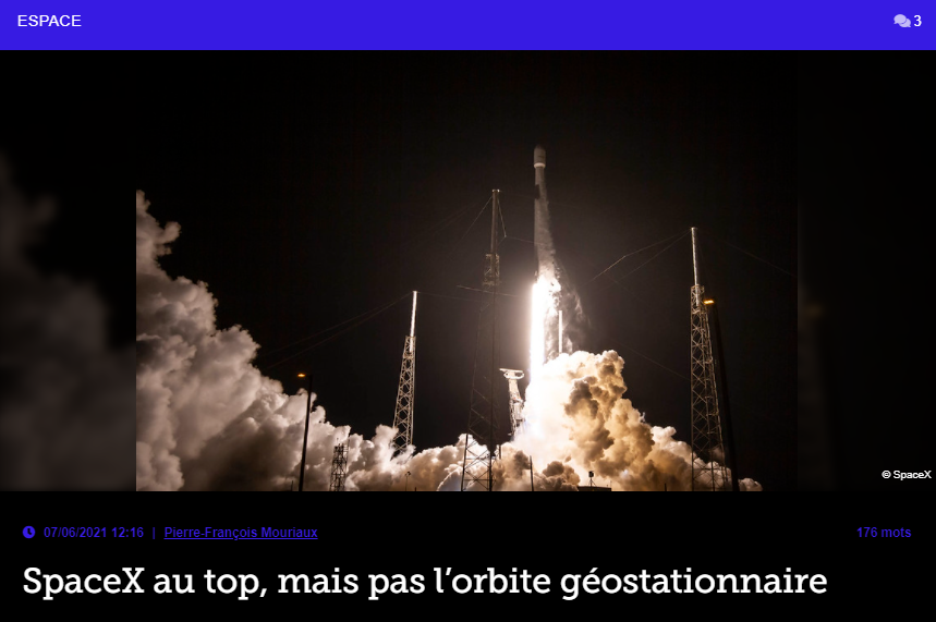 SpaceX au top, mais pas l’orbite géostationnaire