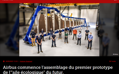 Airbus commence l&rsquo;assemblage du premier prototype de l' »aile écologique » du futur.